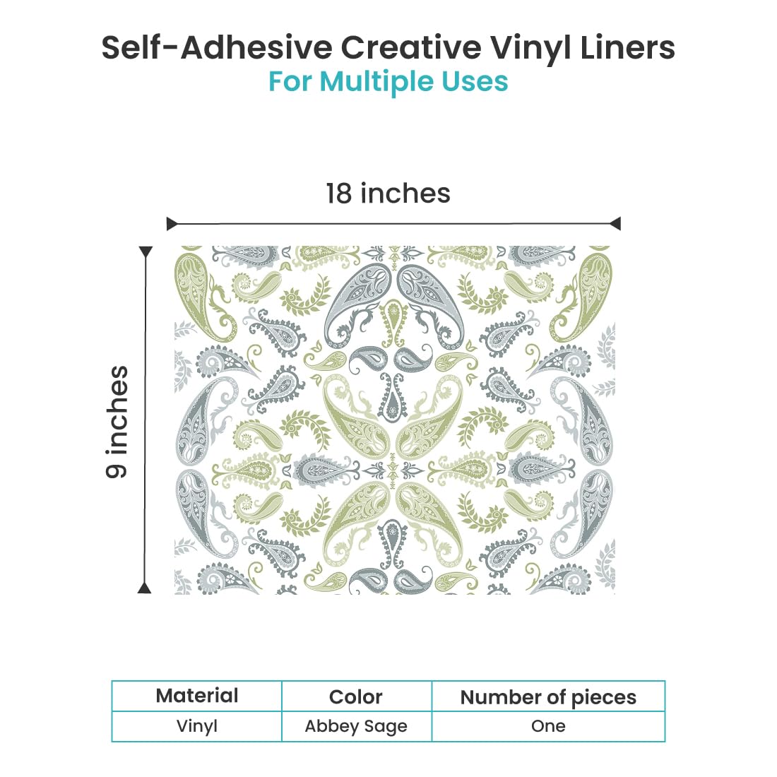 Con-Tact Brand Creative Covering, Self-Adhesive Shelf Liner, Multi-Purpose Vinyl Roll, Easy to Use and Apply, 18'' x 50', Abby Sage