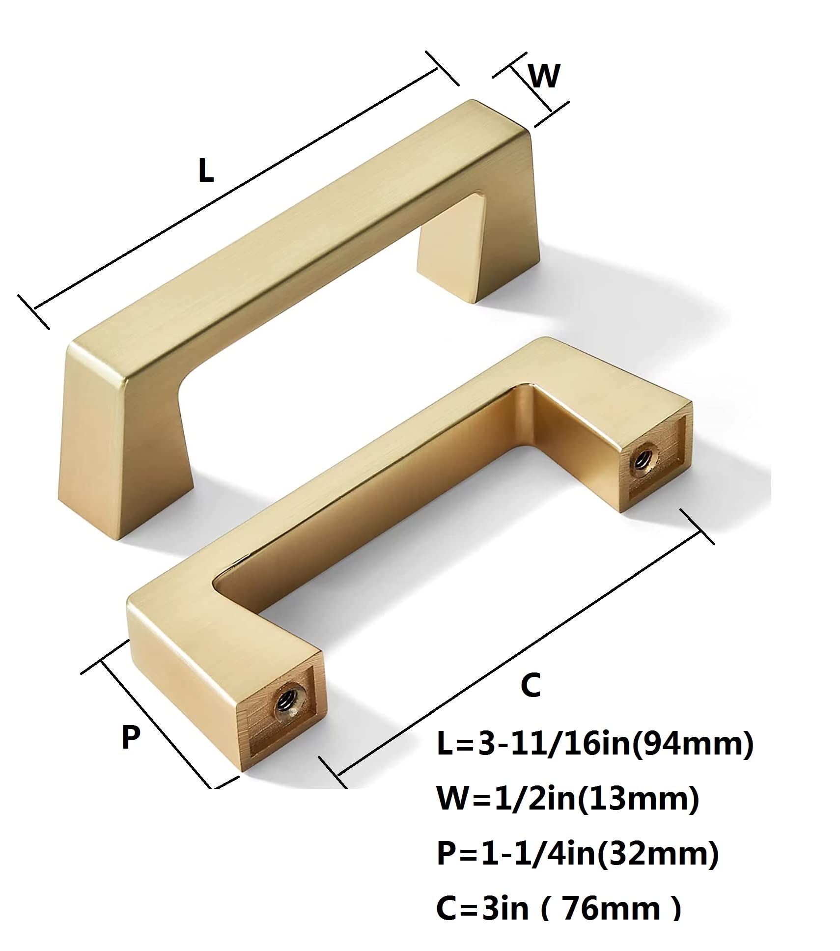 khtumeware 6 Pack 3 Inch(76mm) Kitchen Cabinet Handles Brushed Gold,Brushed Brass Cabinet Pulls Kitchen Cabinet Hardware, Furniture Pulls for Bathroom Cupboard Drawer Handles Dresser Pulls