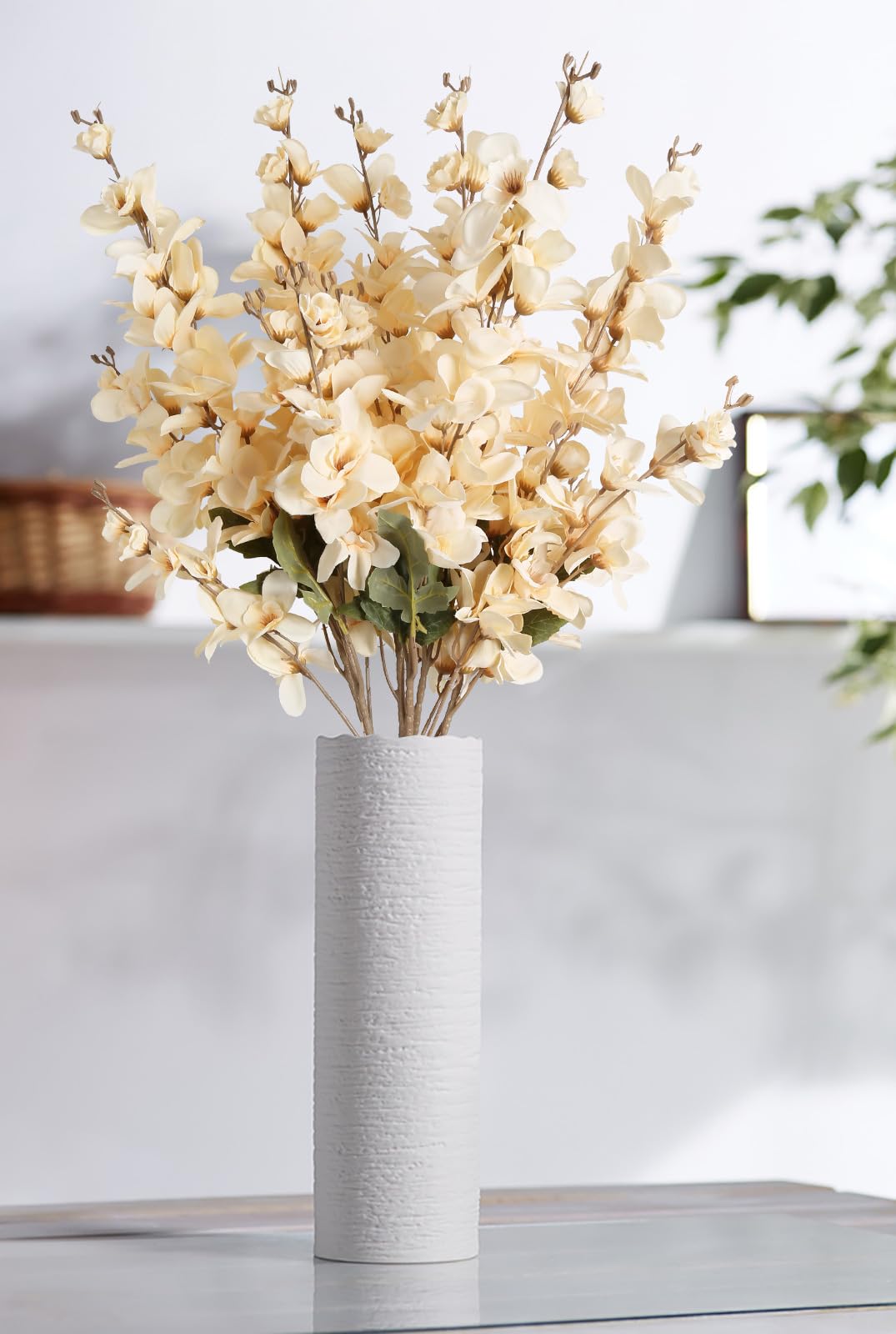 6PCS Blue Delphinium Artificial Flower Lifelike Silk Larkspur Flowers Plant 35.43" Long Stem Blossoms Fake Flowers for Tall Vase Floral Arrangements Home Table Wedding Decor(Blue)