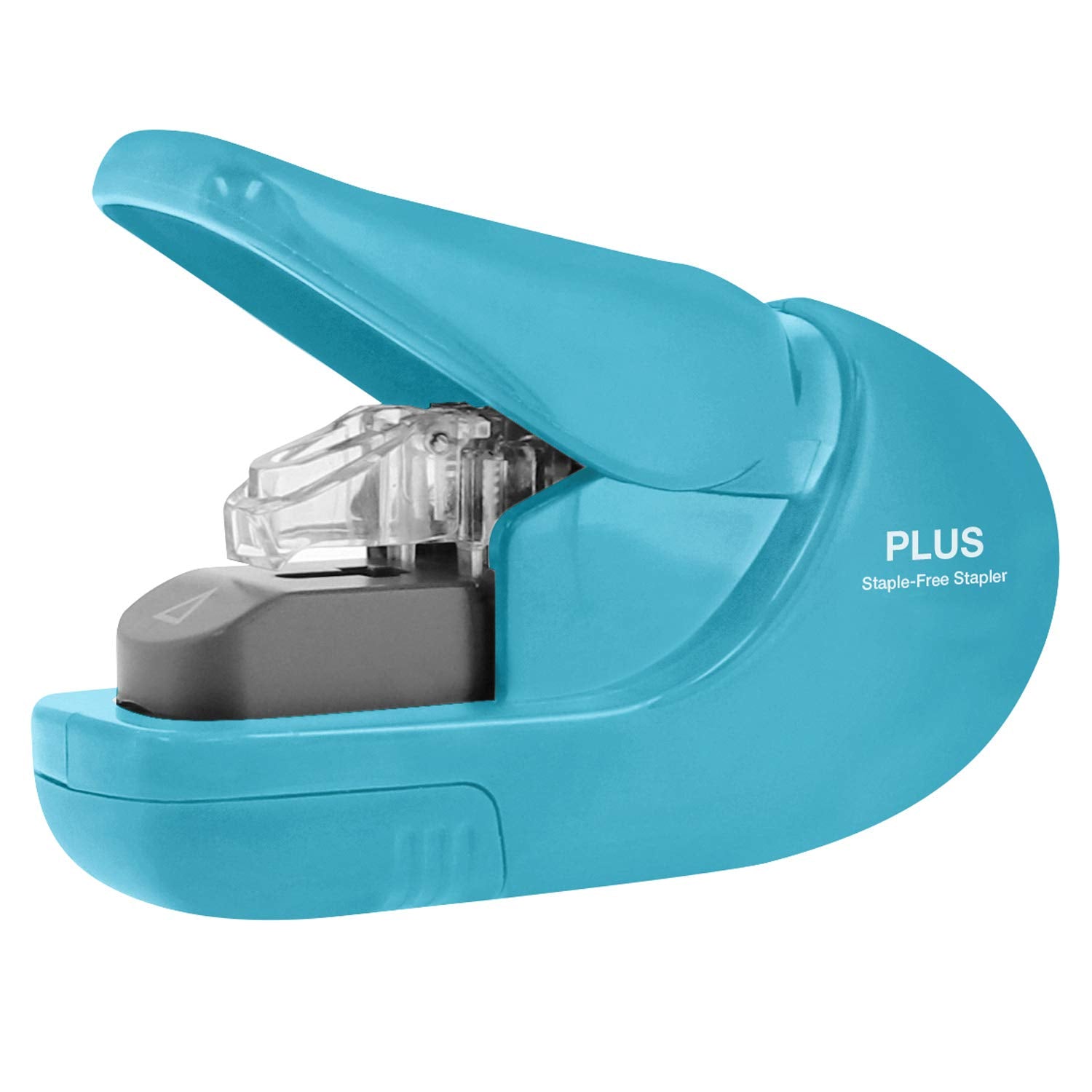 Plus Paper Clinch Compact Staple-Free Stapler, Blue Turquoise
