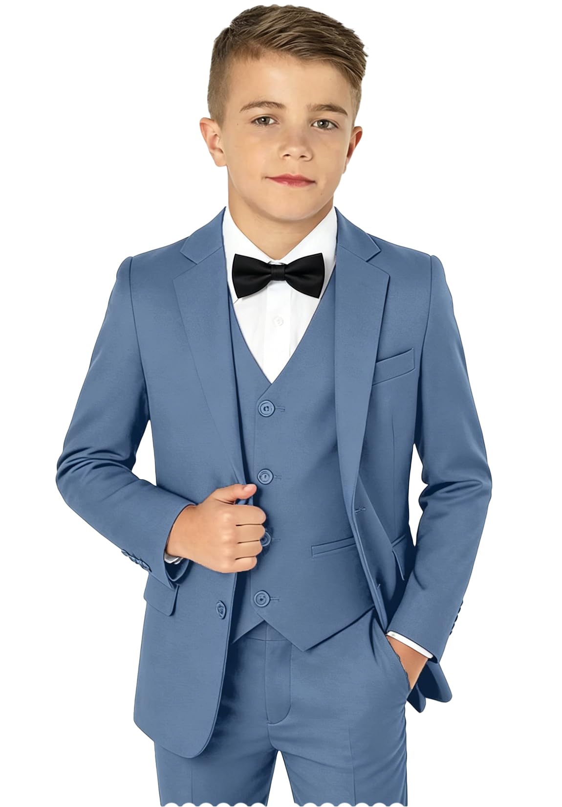Boy Suits 5 Pieces Formal Suit Set with Adjustable Waist Kids Dress Suit for Wedding Prom