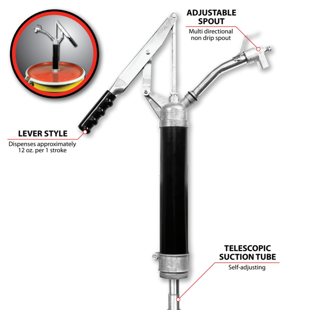 Performance Tool W54232 Lever-Action Bucket Pump for 5 Gallon Pails, Black