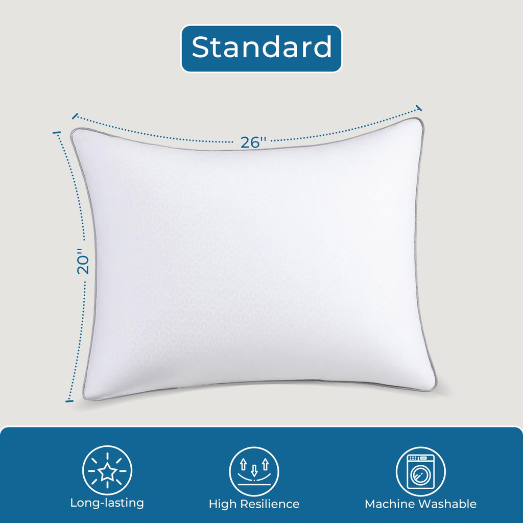 Sasttie Firm Pillows Standard Size Set of 4, Full Size Bed Pillows for Side, Back, and Stomach Sleepers - Oeko-Tex Certified Down Alternative Plump Filling - Hotel Quality and Machine Washable, 4 Pack