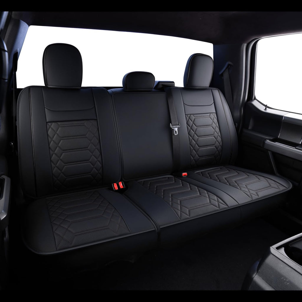RISINGSTAR Silverado Sierra Front Seat Covers Faux Leather, Fit for 2007-2026 Chevy Silverado GMC Sierra 1500/2500HD/3500HD Crew Double Regular Cab(Front Pair, Black 2 pcs)