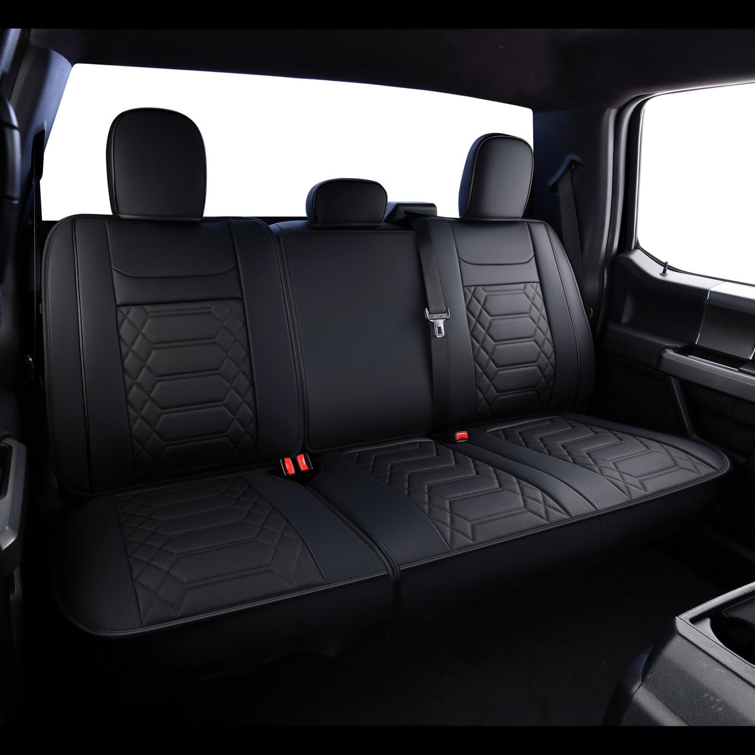 RISINGSTAR Silverado Sierra Front Seat Covers Faux Leather, Fit for 2007-2026 Chevy Silverado GMC Sierra 1500/2500HD/3500HD Crew Double Regular Cab(Front Pair, Black 2 pcs)