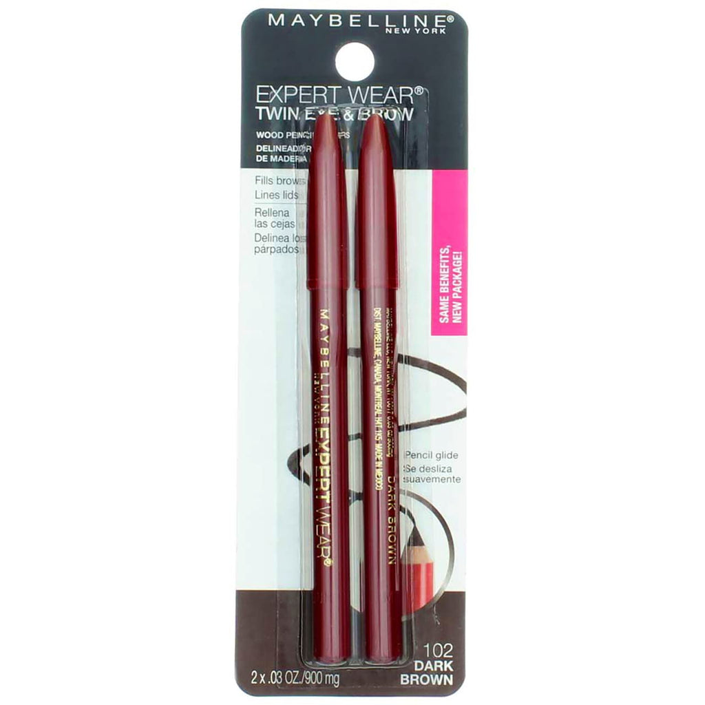 Myb Pncl Twin 01 Size 59tc Maybelline Expert Eyes Twin Brow & Eye Pencils Velvet Black .06 Oz