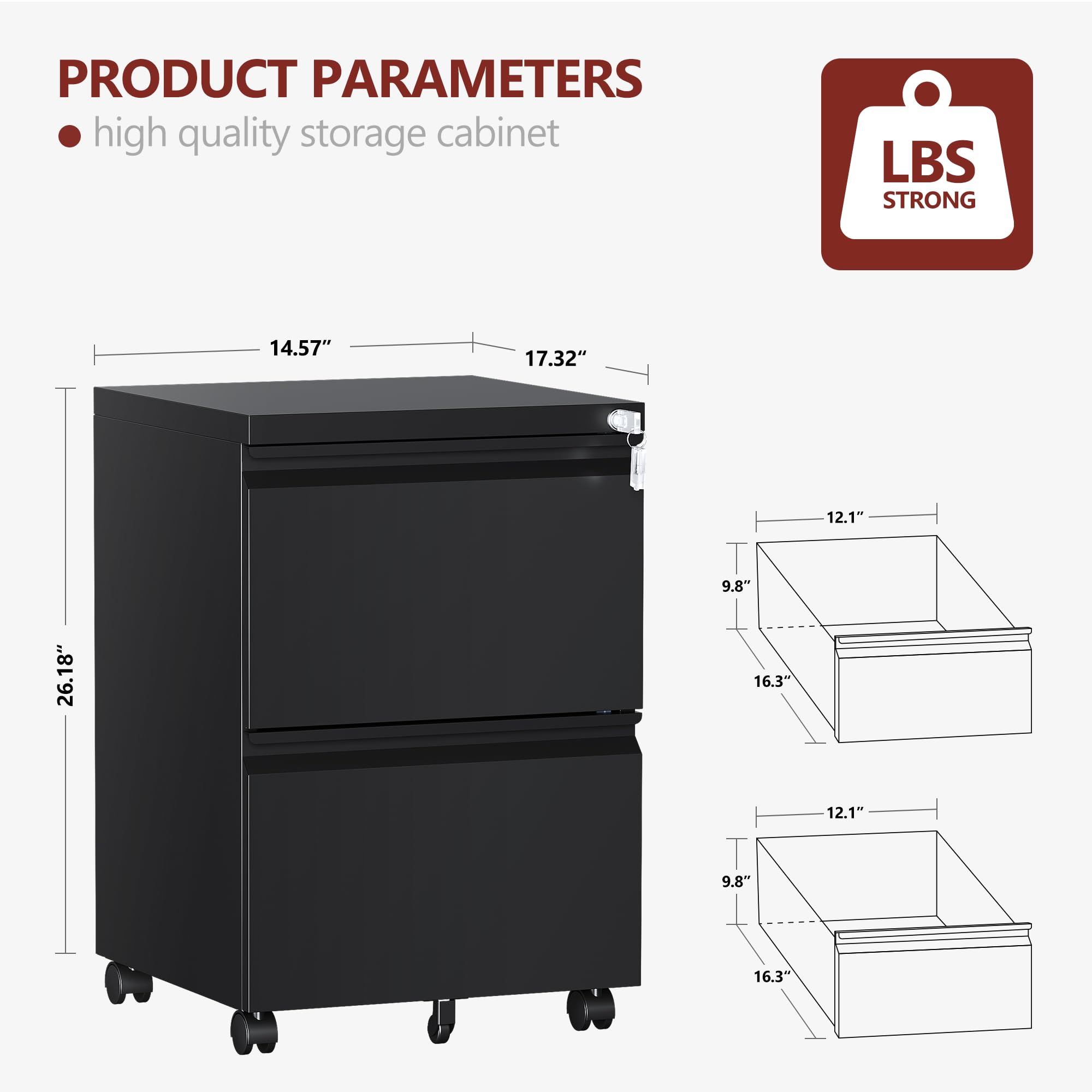 RAVIGIN 4 Drawer File Cabinet with Lock,Vertical Filing Cabinet for Home Office,Metal File Cabinets with Lock,Storage Files for A4/ Legal/Letter, Require Assembly, (Black)