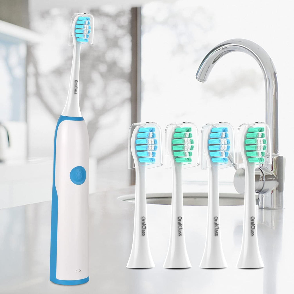 OralClass Replacement Toothbrush Heads for Philips Sonicare Click-on Handles, Medium Soft Electric Brush Heads Refills, 8 Pack