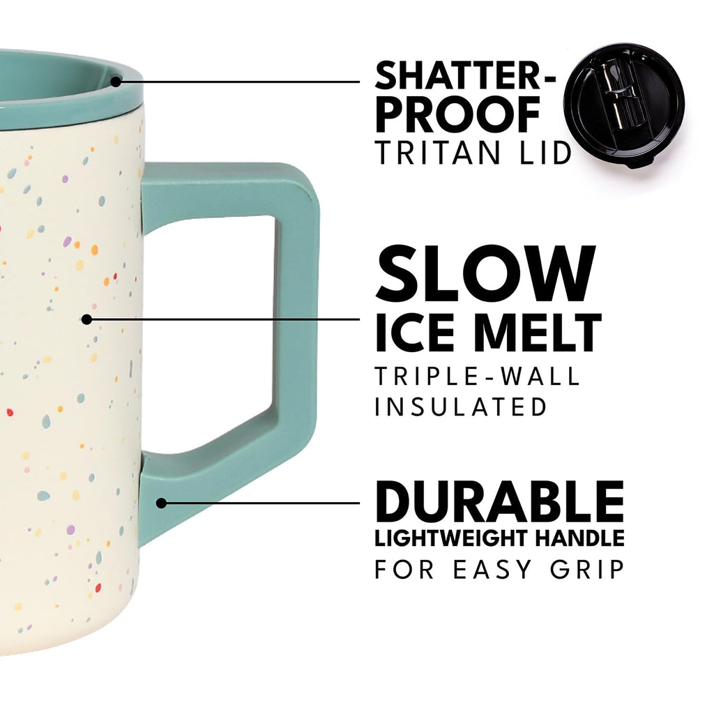 Elemental Insulated Coffee Mug - Triple-Wall Stainless Steel Summit Travel Cup for Hot and Cold Drinks - Thermal Coffee Mug with Lid and Handle for Camping, Office & Travel 12oz - Black