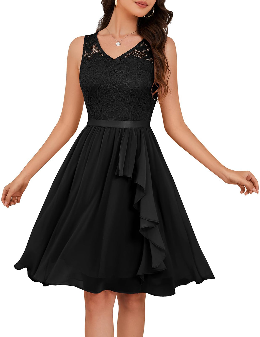 Meetjen Women's Cocktail Party Dresses 2026 Handkerchief Hem Lace Formal Wedding Guest Bridesmaid Fancy Prom Dress