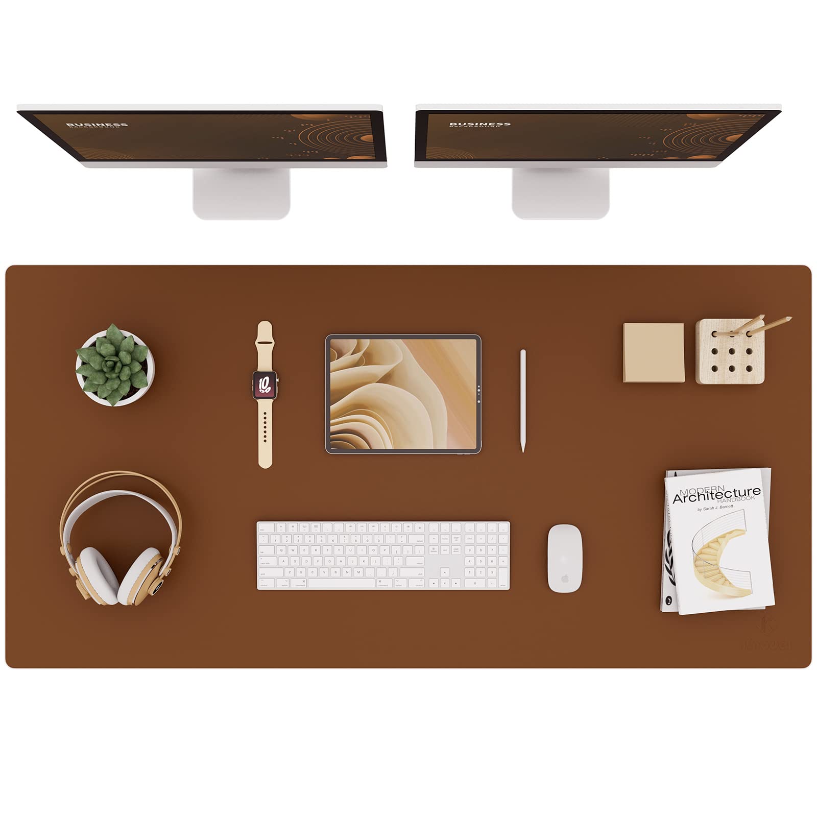 K KNODEL Small Office Leather Desk Mat, Mouse and Keyboard Pad, Computer and Laptop Mat, Desktop Protector and Cover, Writing Pad and Blotter (23.6"x13.8", Black)