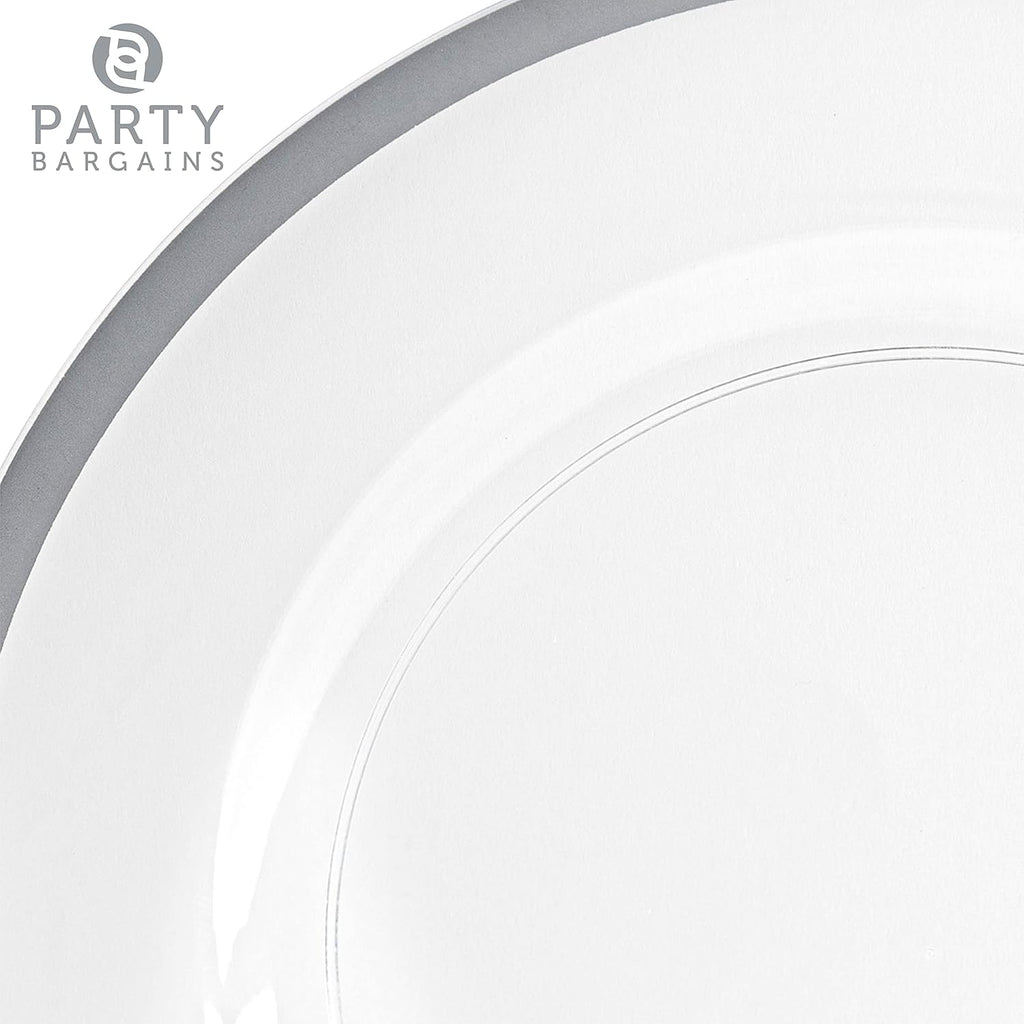 PARTY BARGAINS 13-Inch Charger Plates - 96 Pack, Clear Gold Rim, Heavy-Duty Disposable Chargers for Elegant Dining - Ideal for Weddings and Formal Events