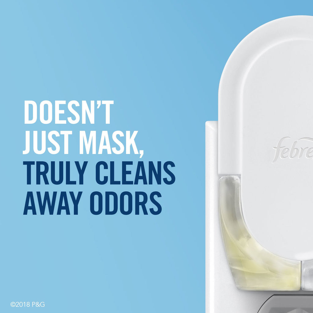 Febreze Plug in Air Freshener, Odor-Fighting Scented Oil Starter Kit, Air Fresheners for Home and Bathroom and Kitchen, Long Lasting for Strong Odors, Ocean Scent, Warmer + 2 Refill