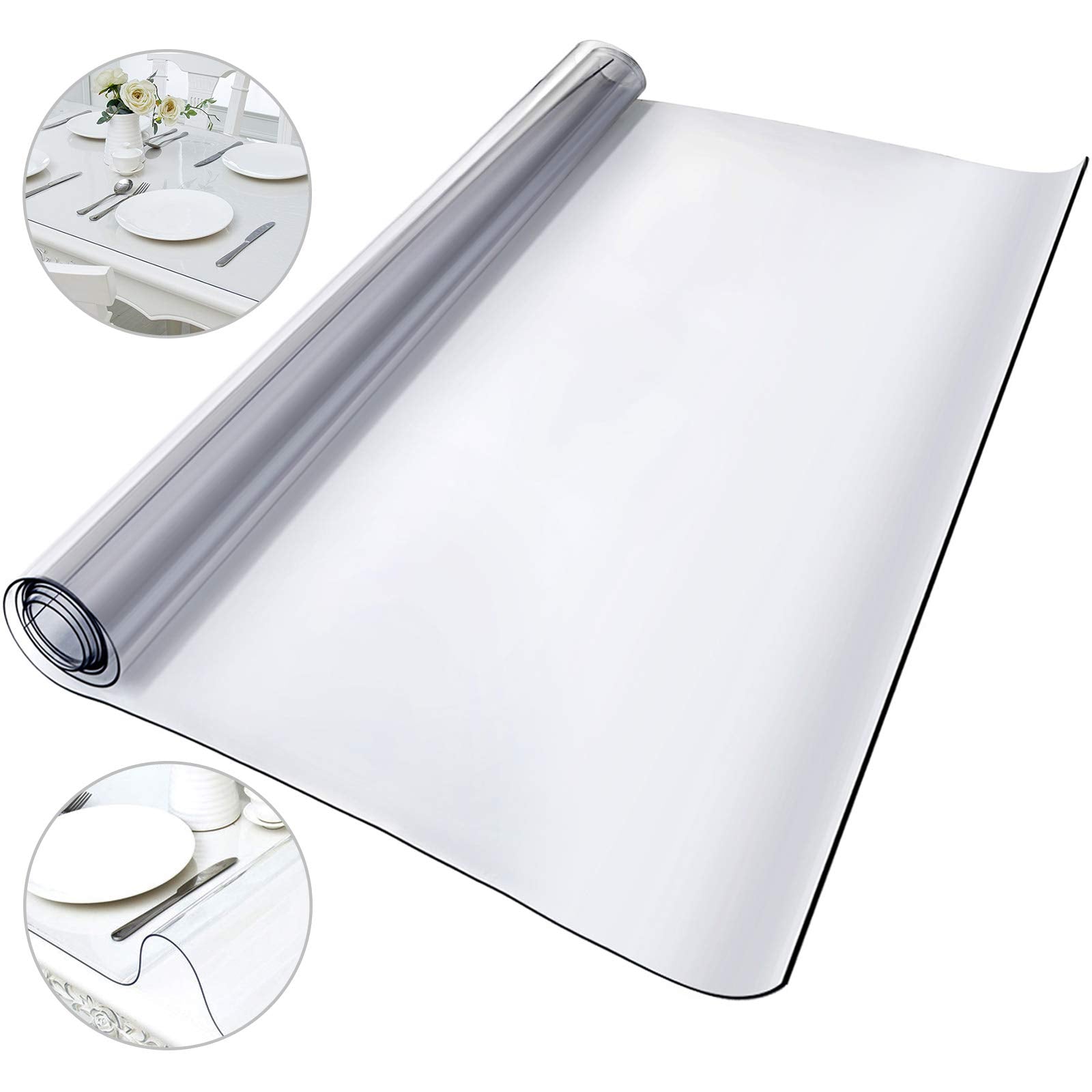 VEVOR Clear PVC Square Tablecloth, 12" x 12", 1.5mm Thick, Waterproof, Stain Resistant, Durable, Desk, Coffee Table, Dining Room Table