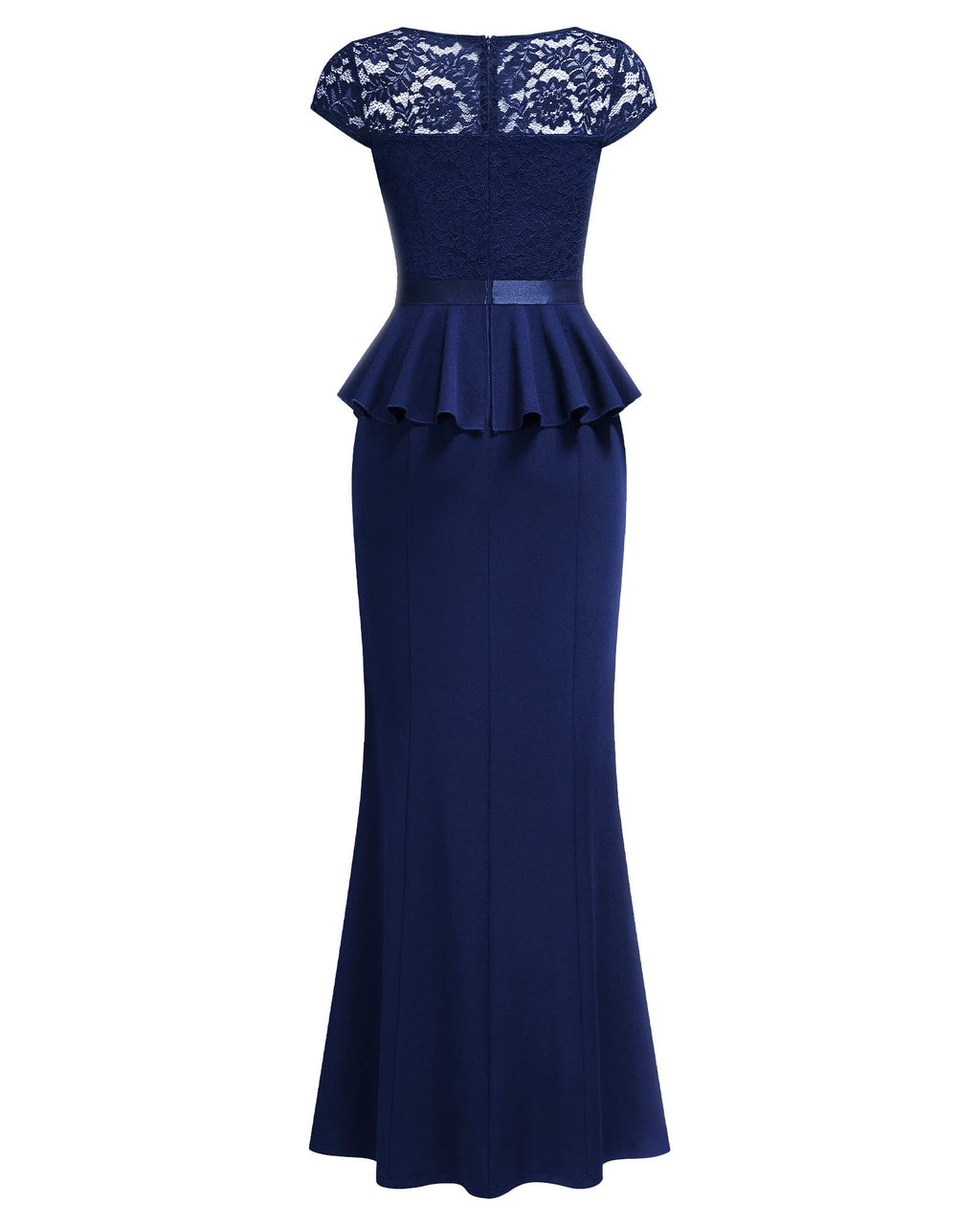 MISSMAY Women's Elegant Floral Lace Ruffle Split Cocktail Party Long Dress