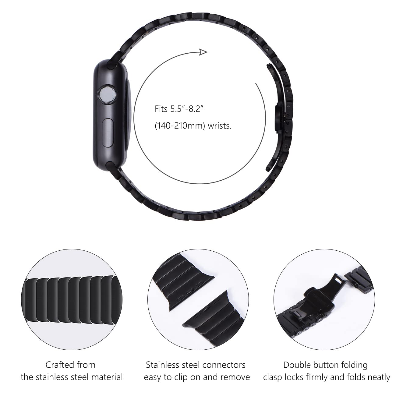 NewWays Titanium & Stainless Steel Link Bracelet for Apple Watch Band Ultra 3 2 1 Band 49mm Series11 10 46mm 42mm 45mm 44mm 41mm 40mm 38mm Series 3-11