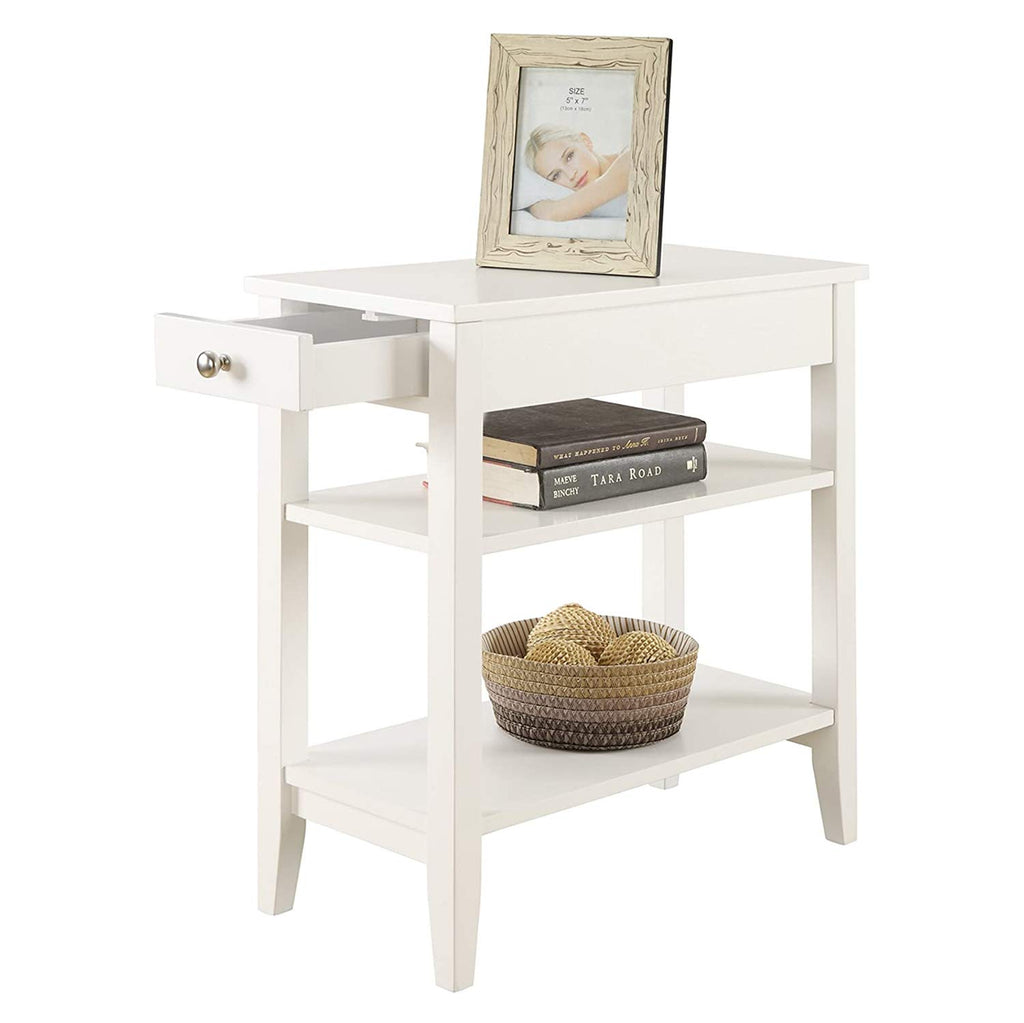 Convenience Concepts American Heritage Chairside End Table with Drawer 23.5" - Classic Living Room Table with Storage Shelf, Bedroom Nightstand, Black