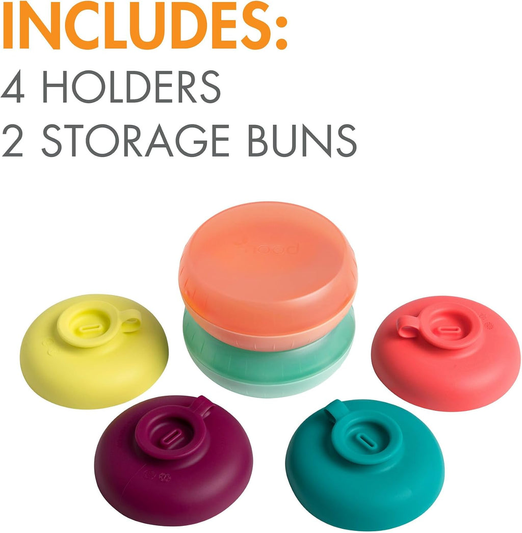 Boon Drizzle Silicone Ice Pop Holder - Drip Catcher for Frozen Treats - Dishwasher Safe Summer Kids and Toddler Essentials - Includes 2 Travel Cases - 4 Count