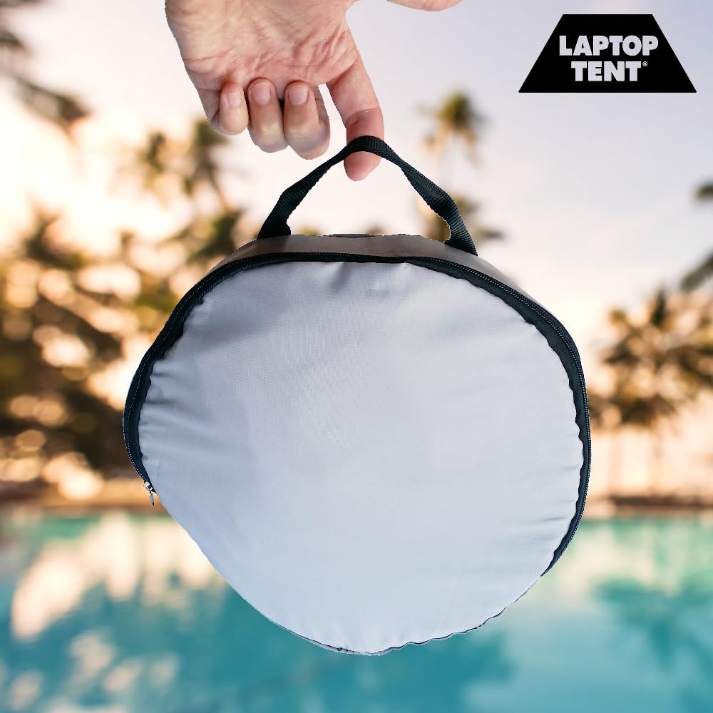 LAPTOP TENT - Portable Sun Shade & Water-Resistant Beach Bag for Outdoor Work | Heat & UV Reflective Fabric | Computer Privacy Hood & Glare Shield | Convertible Tote for Laptop, Towels, Drinks & More