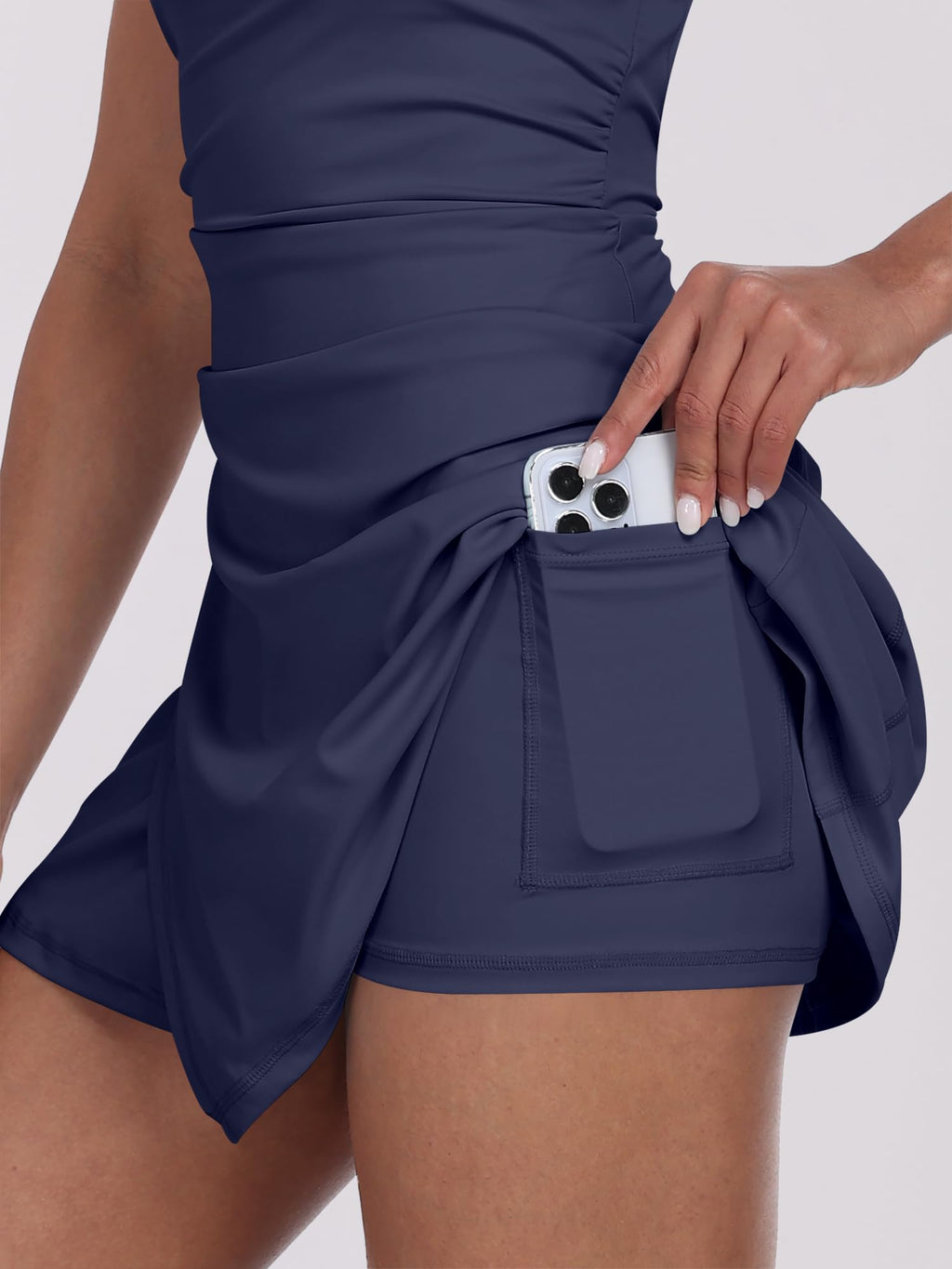 Caracilia Womens Tennis Dress Built in Shorts Square Neck Sleeveless Workout Athletic Mini Skort Dress Golf Summer Outfits