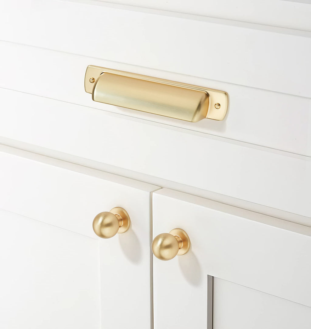 khtumeware 6 Pack 3 Inch(76mm) Kitchen Cabinet Handles Brushed Gold,Brushed Brass Cabinet Pulls Kitchen Cabinet Hardware, Furniture Pulls for Bathroom Cupboard Drawer Handles Dresser Pulls
