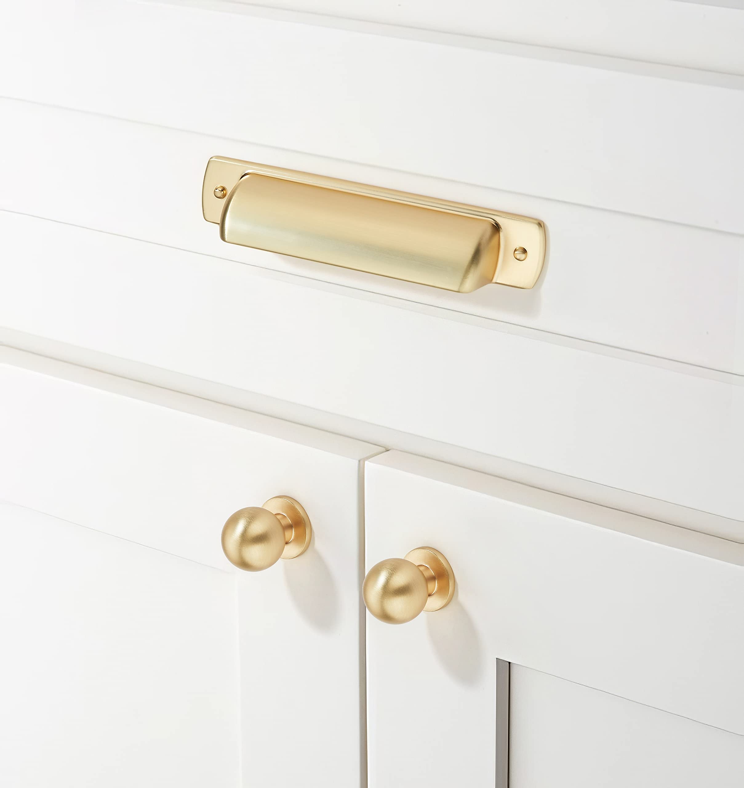 khtumeware 6 Pack 3 Inch(76mm) Kitchen Cabinet Handles Brushed Gold,Brushed Brass Cabinet Pulls Kitchen Cabinet Hardware, Furniture Pulls for Bathroom Cupboard Drawer Handles Dresser Pulls