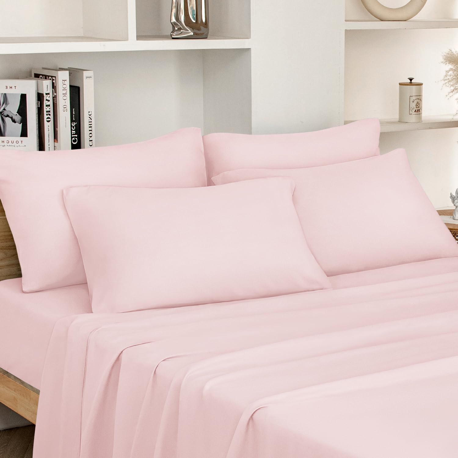 HOMEIDEAS Full Size Bed Sheets - 6 Piece Set (Aqua Blue) - Extra Soft Brushed Microfiber 1800 Bedding Sheets, Deep Pocket, Wrinkle & Fade Free