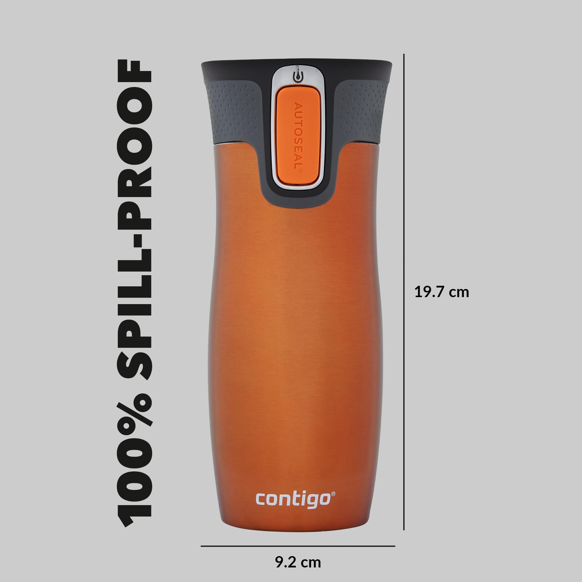 Contigo West Loop Autoseal Travel Mug, Stainless Steel Thermal Mug, Vacuum Flask, Leakproof Tumbler, Coffee Mug with BPA-Free Easy-Clean Lid