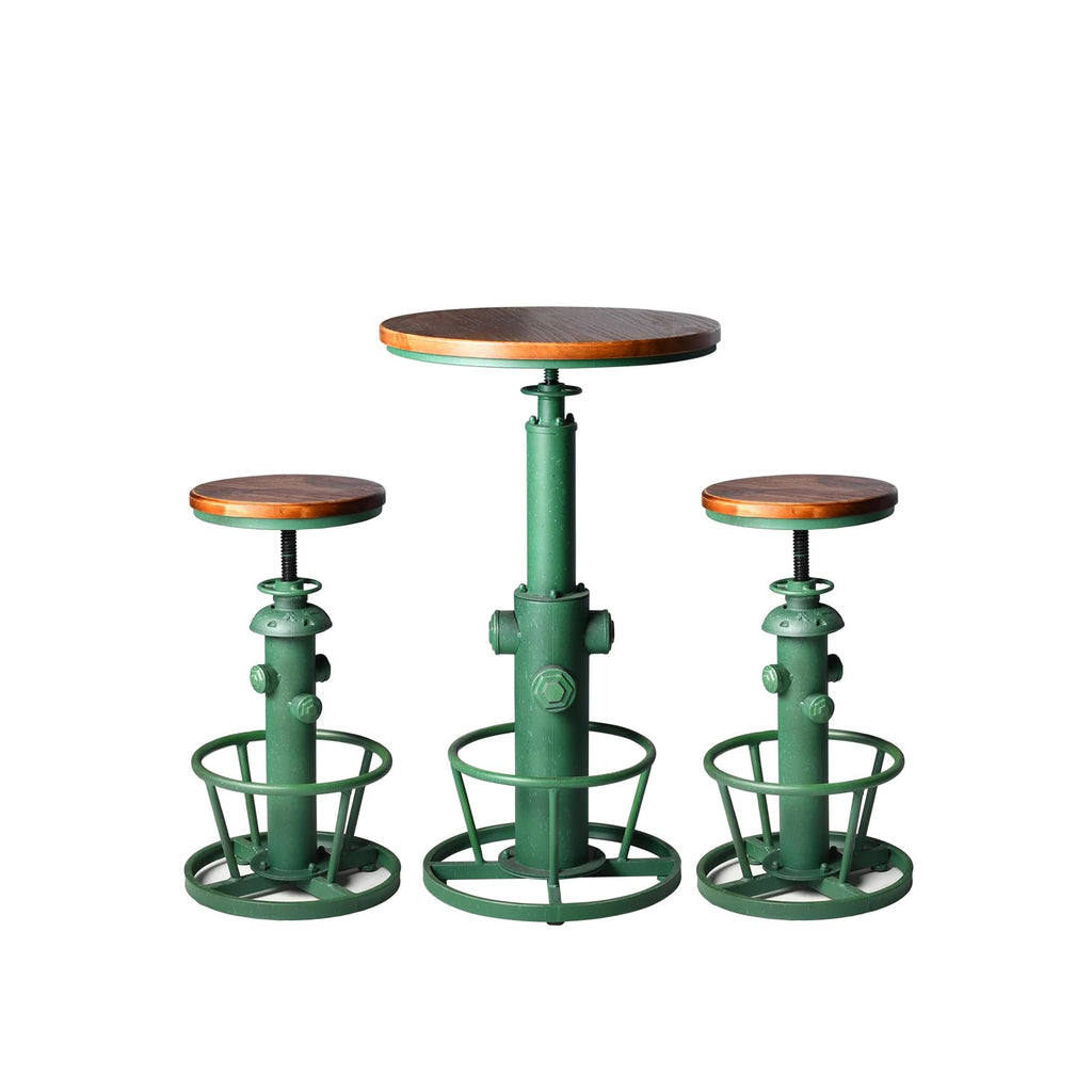 LOKKHAN Industrial Bar Table 38.6"-48.4" Height Adjustable Swivel Round Wood Tabletop 23.7" Dia, Kitchen Dining Office Coffee Bistro Pub Table (Aged Blue)