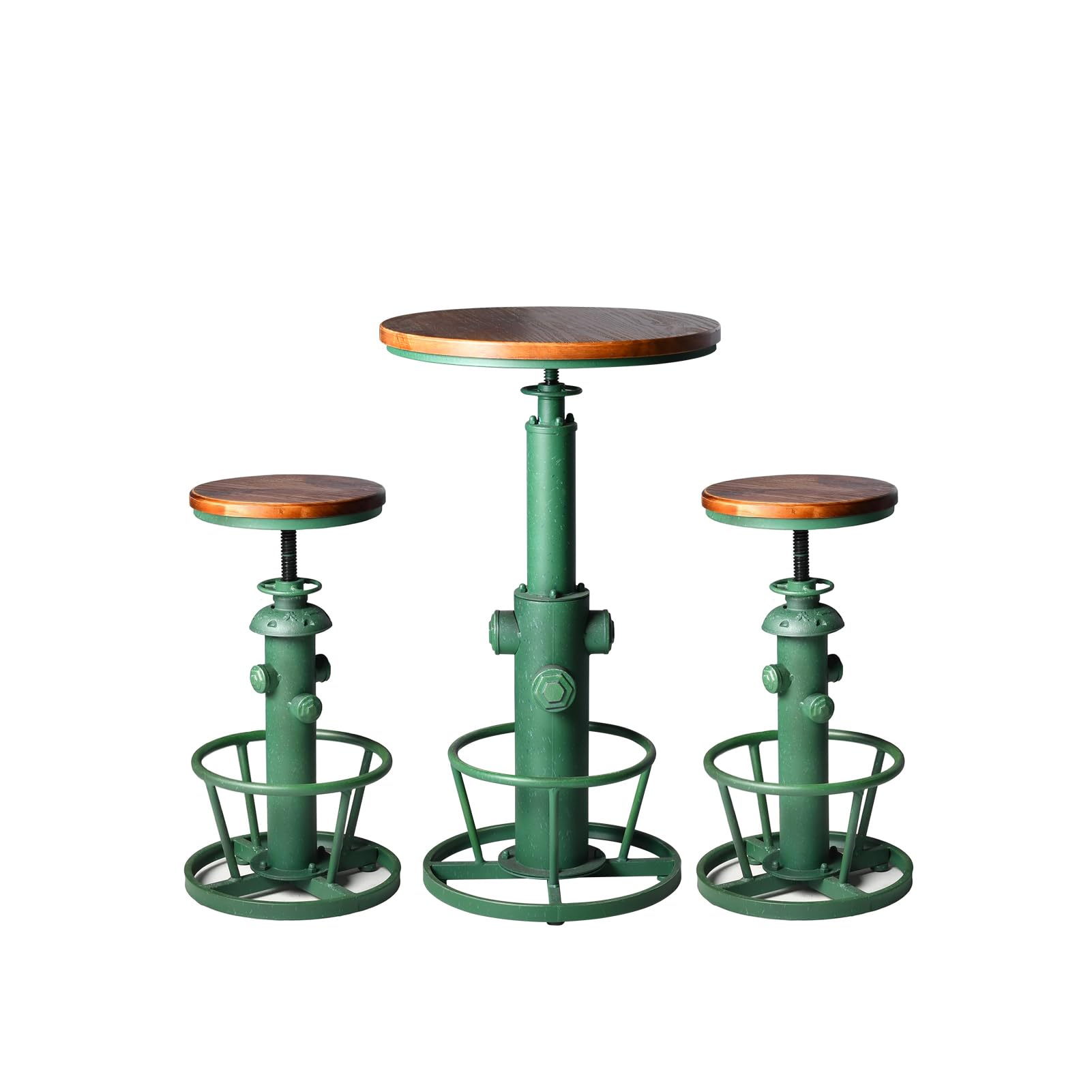 LOKKHAN Industrial Bar Table 38.6"-48.4" Height Adjustable Swivel Round Wood Tabletop 23.7" Dia, Kitchen Dining Office Coffee Bistro Pub Table (Aged Blue)