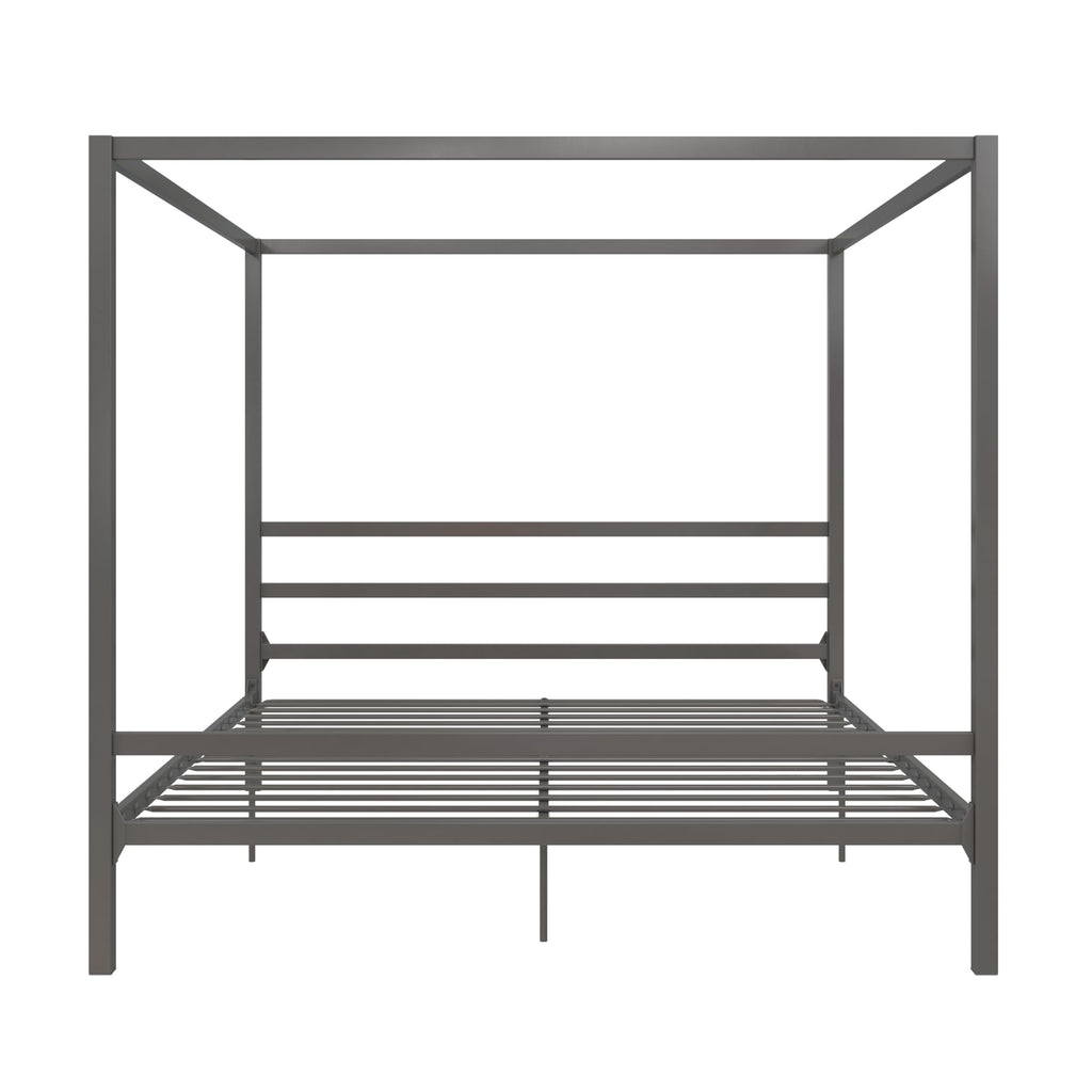 DHP King Metal Canopy Bed, Modern Design with Built-In Headboard, Sturdy Frame, No Box Spring Needed, Gunmetal Gray