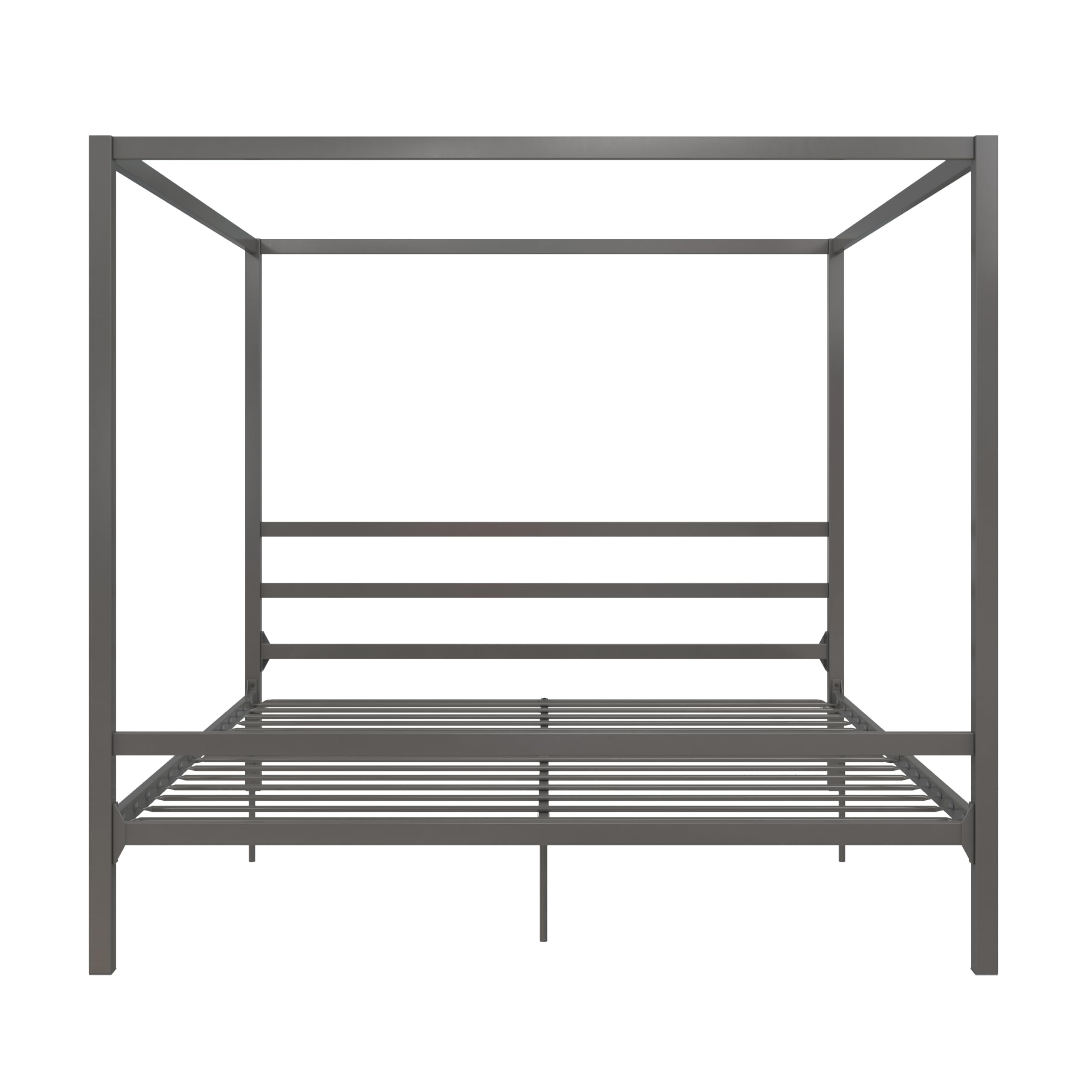 DHP King Metal Canopy Bed, Modern Design with Built-In Headboard, Sturdy Frame, No Box Spring Needed, Gunmetal Gray
