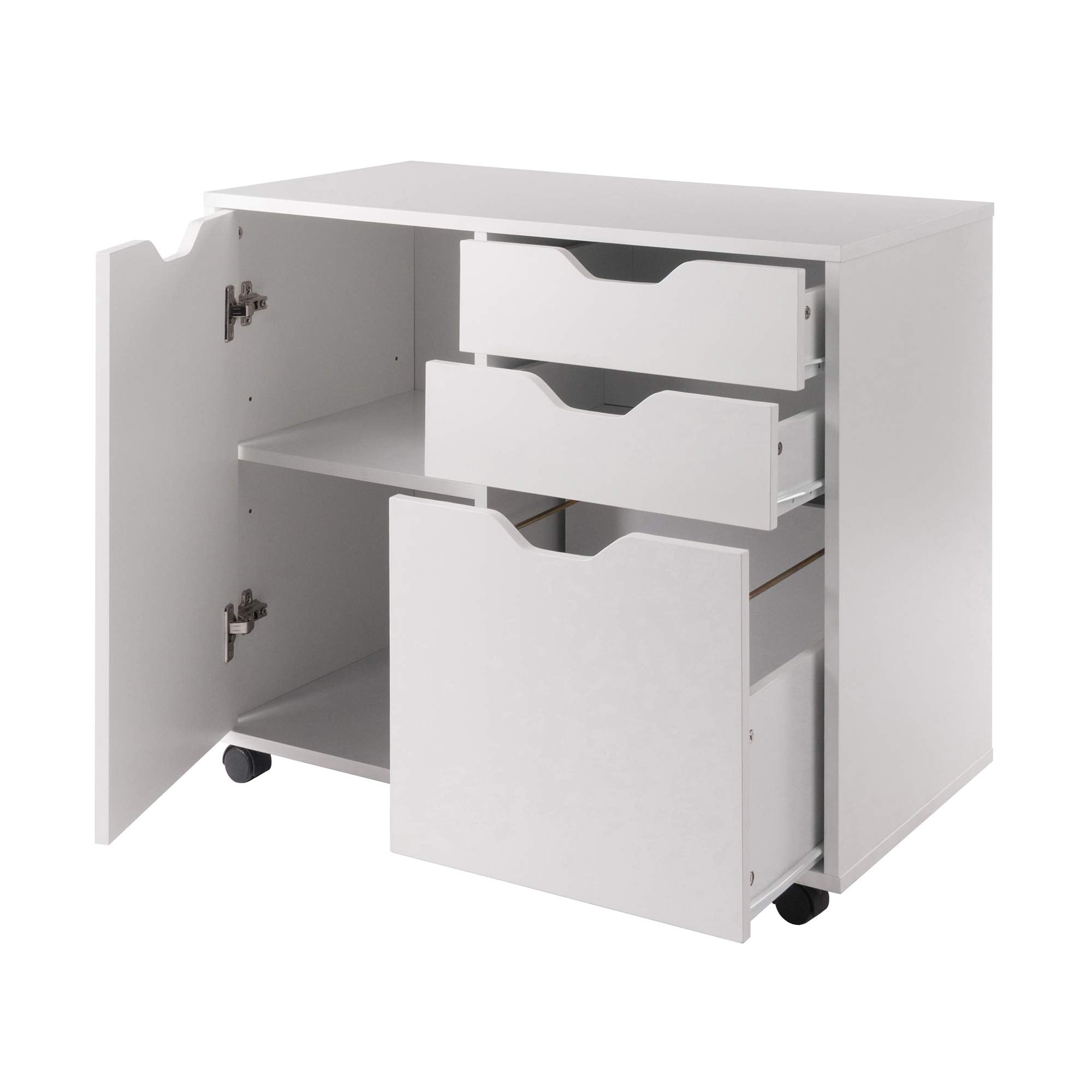 Winsome Halifax Mobile Storage Cabinet with Doors & Drawers, Stylish & Functional Home Storage Cabinet for Filing, Kitchen Organization, Moveable Furniture for Office, Dorms, Apartments