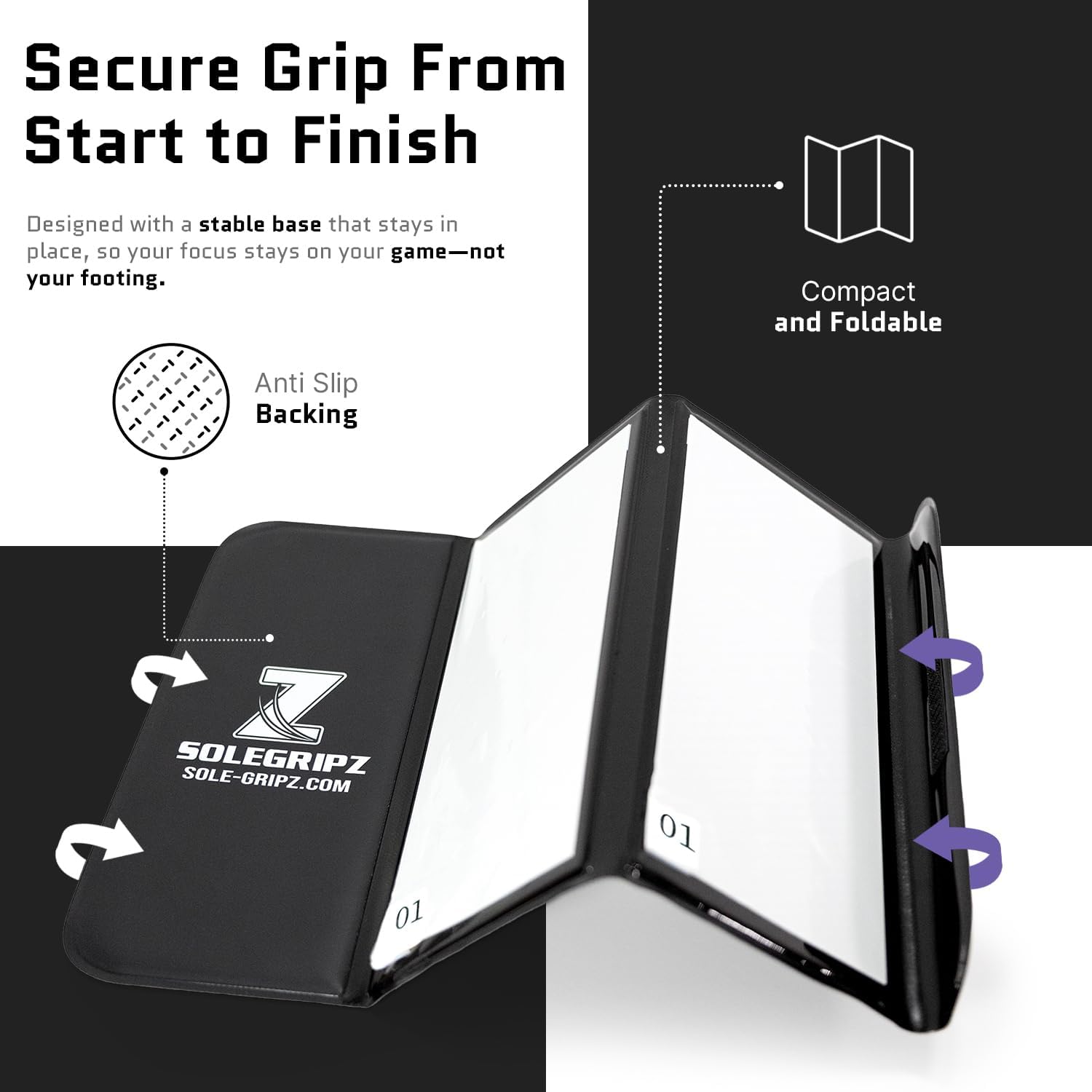 Portable Basketball & Volleyball Sticky Mat by Sola Athletics– Foldable, Reusable, Non-Slip Traction Board for Court Shoe Grip – Perfect for Hardwood Floors –60 Sticky Sheets