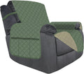 Deeky Recliner Chair Covers for Large Recliner, Reclining Chair Cover Slipcovers, Couch Sofa Covers for Dogs Pets Reversible Water Resistant Furniture Covers with Elastic Straps, Greyish Green/Beige