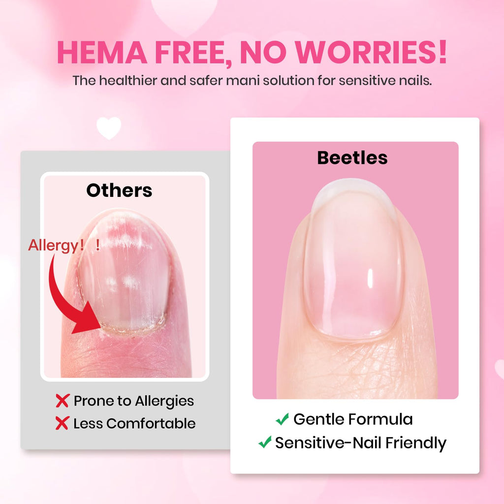 Beetles Heart Gel Top Coat 15ml - Hema Free Glitter Shine No Wipe Top Coat Long-Lasting for Gel Polish, Pink Heart Sparkle Soak Off UV LED Gift for Women