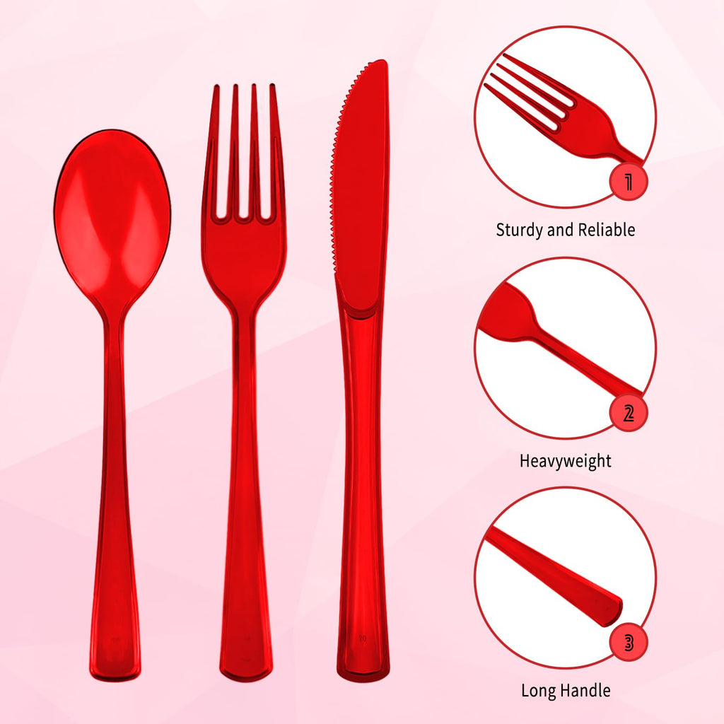 150 Pack Plastic Silverware,Disposable Cutlery Set Heavy Duty Utensil Sets 50 Forks 50 Knives 50 Spoons for Brithday, Wedding,Home School Party Picnics Restaurant Outdoor Events (Black)