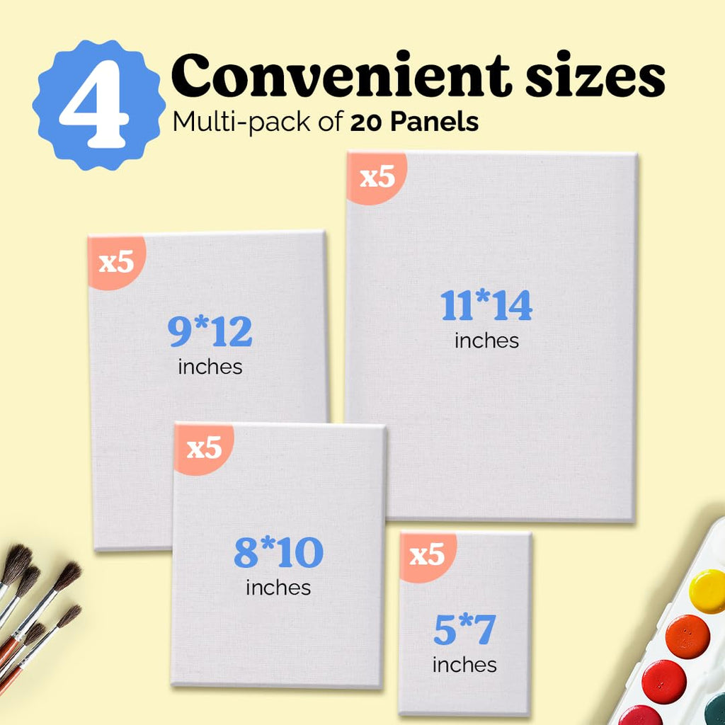 Chalkola Paint Canvas Panels 5x7 inch (15 Pack) for Acrylic Painting & Oil Art, Primed 100% Cotton Boards, Acid-Free for Professional Artists, Hobby Painters, Kids & Beginners
