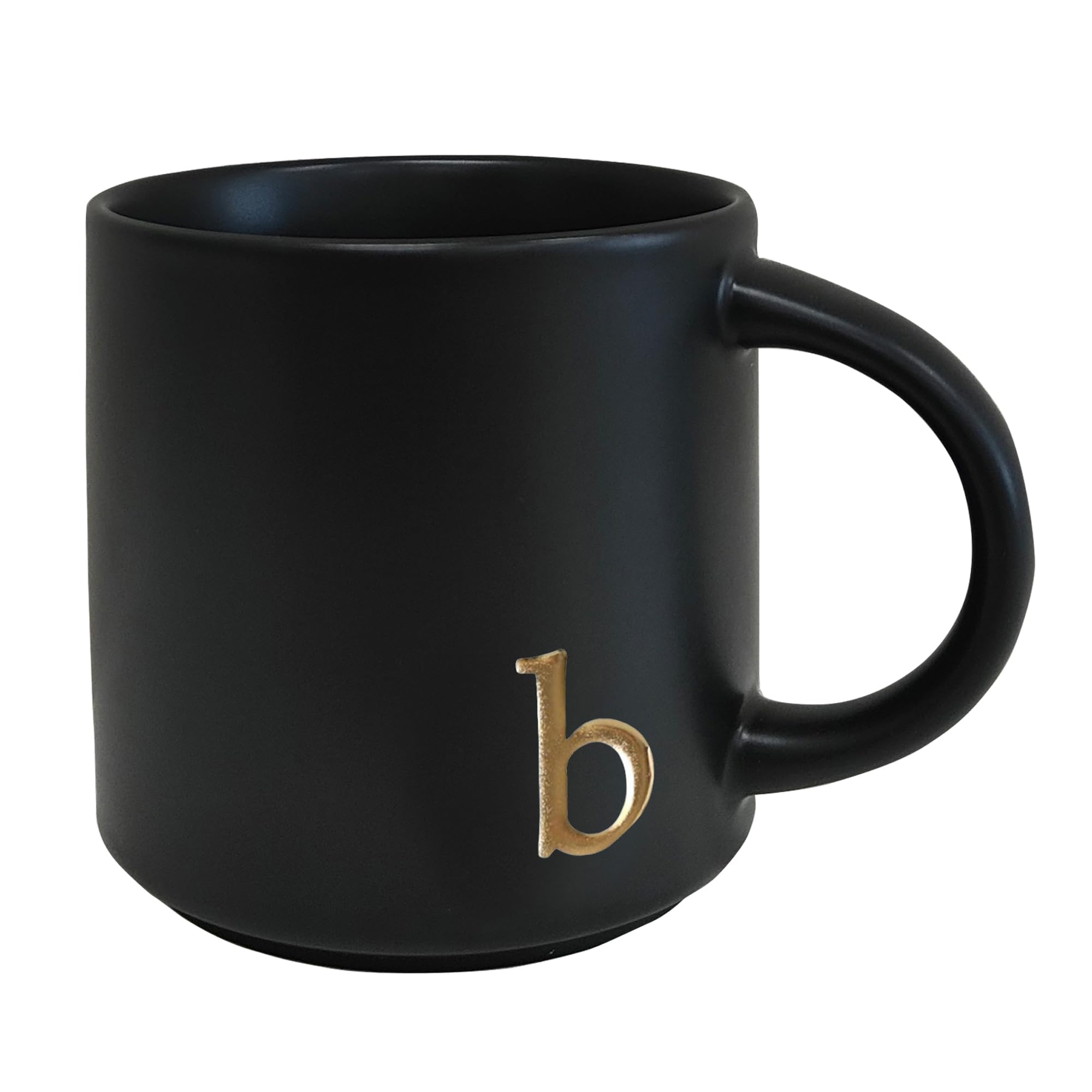COLLECTIVE HOME - Black Monogram Ceramic Mugs, 15 oz Golden Initial Coffee Cups, Elegant Alphabet Tea Mugs, Personalized Halloween Mug with Gift Box, Perfect for Office and Home Décor (a)