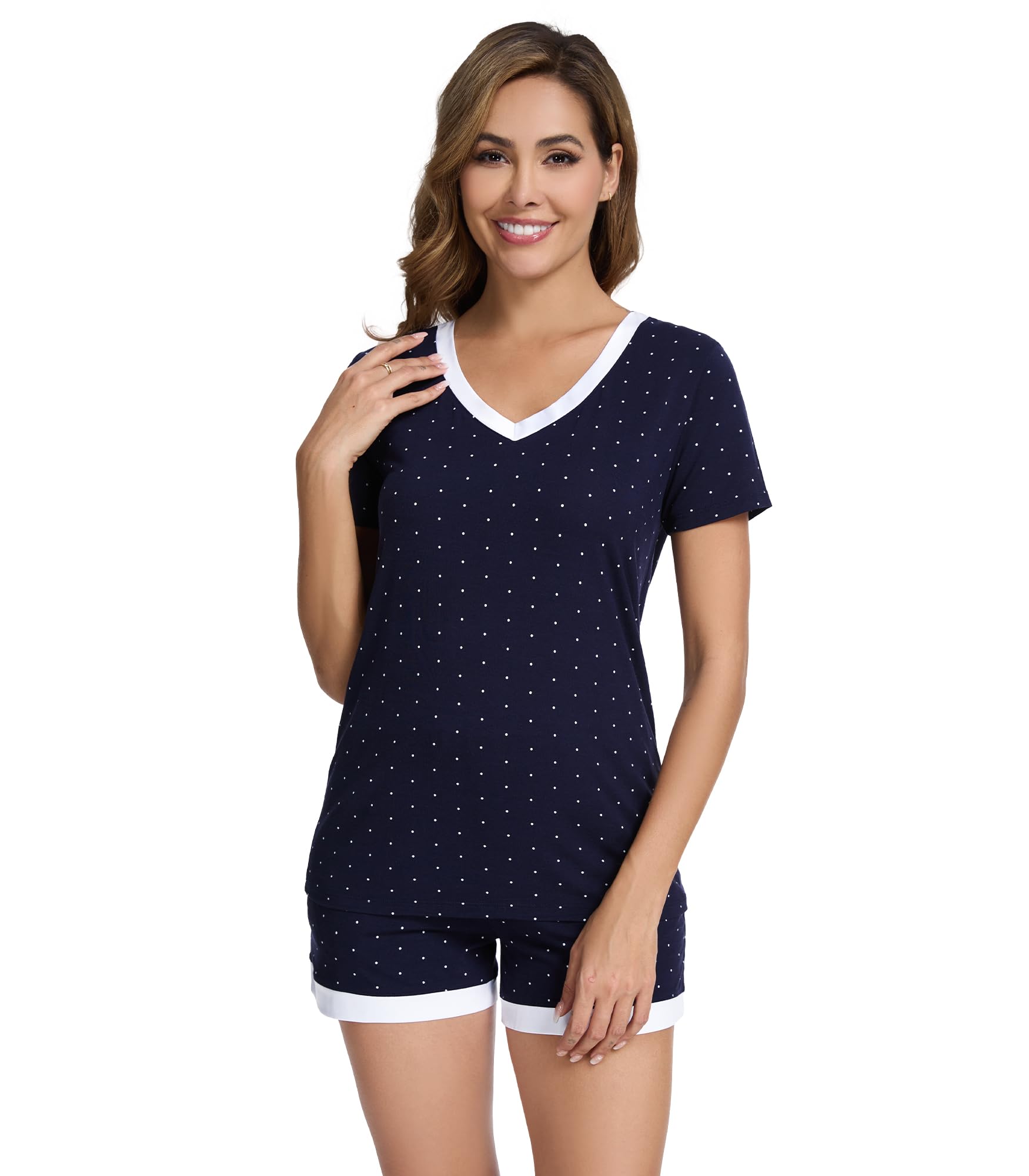 WiWi Viscose from Bamboo Pajamas Set for Women Super Soft Short Sleeve Cooling Summer Plus Size Pjs Sets Sleepwear S-4X