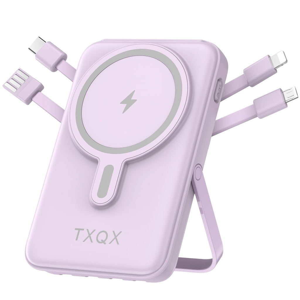 for Magsafe Battery Pack,10000mAh Magnetic Power Bank 22.5W PD Fast Charging with LED Display,Wireless Portable Charger with Built-in Cables and Stand for iPhone 17/16/15/14/13/12/Pro/Pro Max