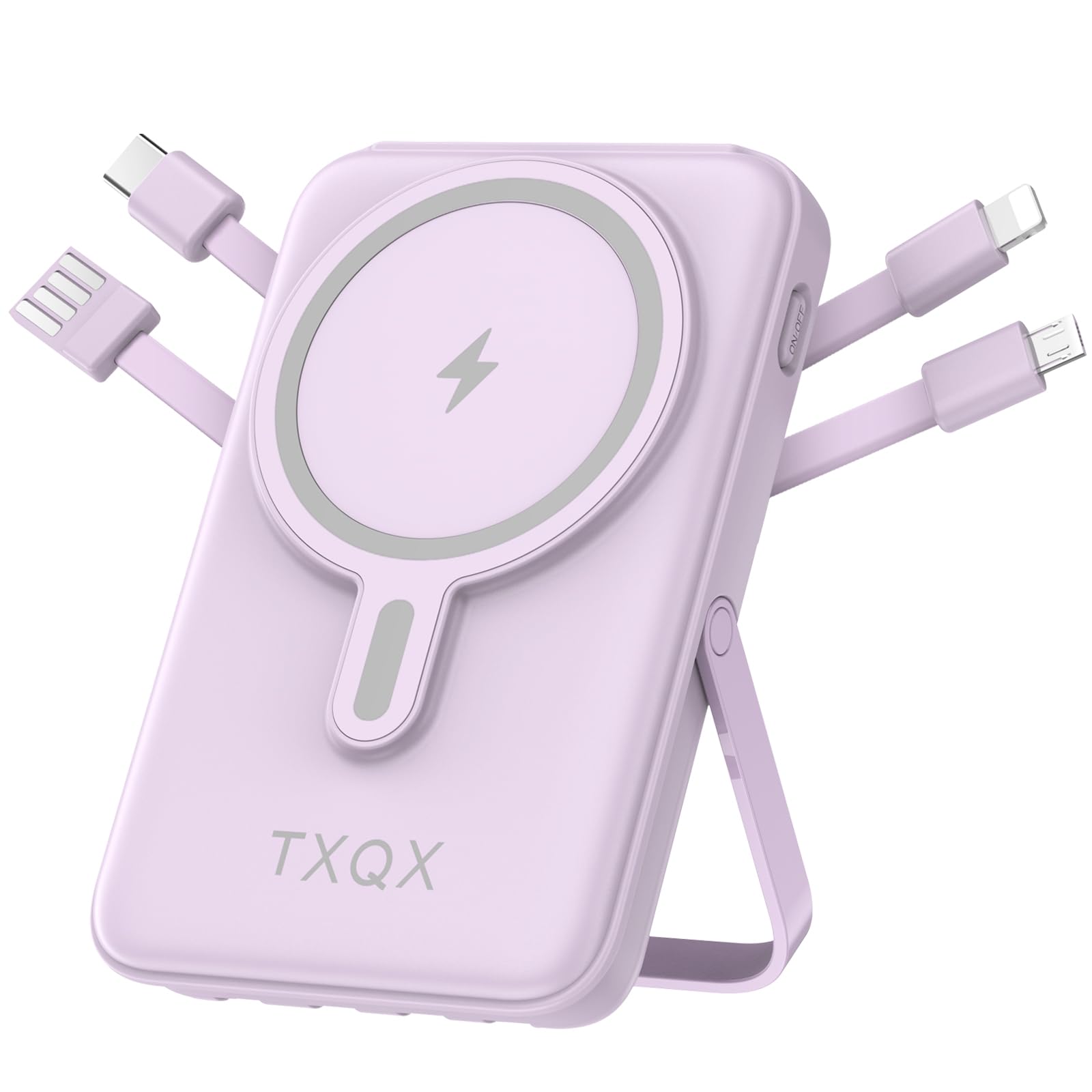 for Magsafe Battery Pack,10000mAh Magnetic Power Bank 22.5W PD Fast Charging with LED Display,Wireless Portable Charger with Built-in Cables and Stand for iPhone 17/16/15/14/13/12/Pro/Pro Max