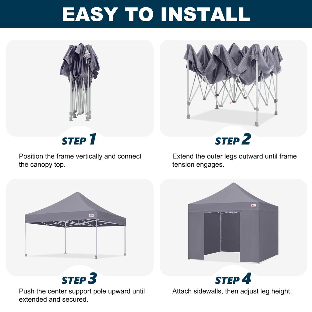 MASTERCANOPY 10x10 Premium Heavy Duty Pop Up Commercial Instant Canopy with Sidewalls(10x10 Blue)
