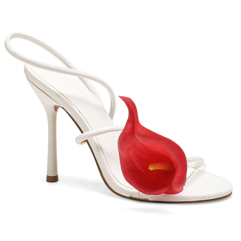 Flower High Heels for Women Calla Lily Open Toe Floral Stilettos Heels Sexy Strappy Wedding Birthday Dressy Heeled Sandals