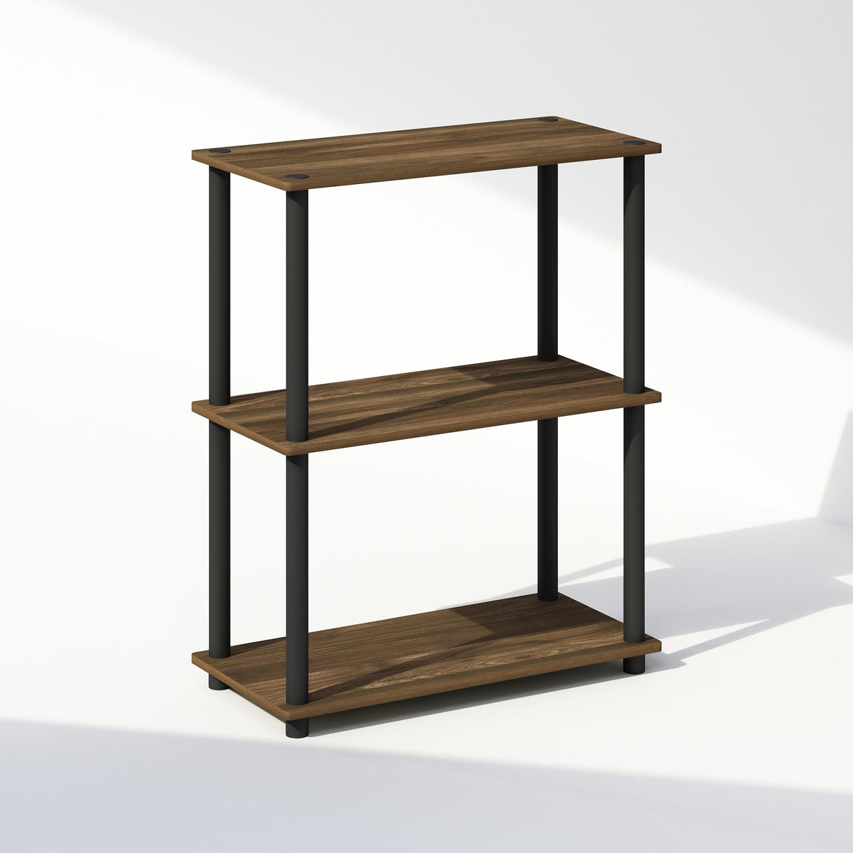 Furinno Turn-N-Tube Book Shelf, 4-Tier Bookshelf, Bookcase with Multipurpose Compact Display Rack, 11.6 x 23.6 x 43.2, for Living Room, Bedroom, Home Office, Americano/Black