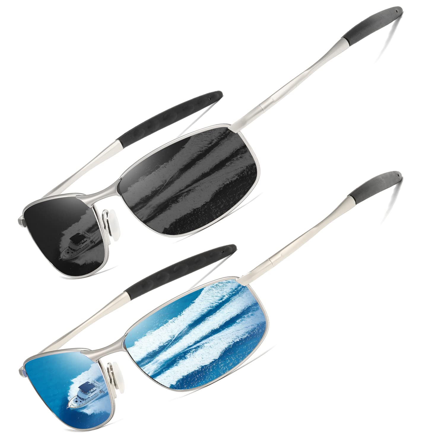 AEVOGUE Polarized Sunglasses For Men Rectangle Metal Frame Retro Sun Glasses AE0395
