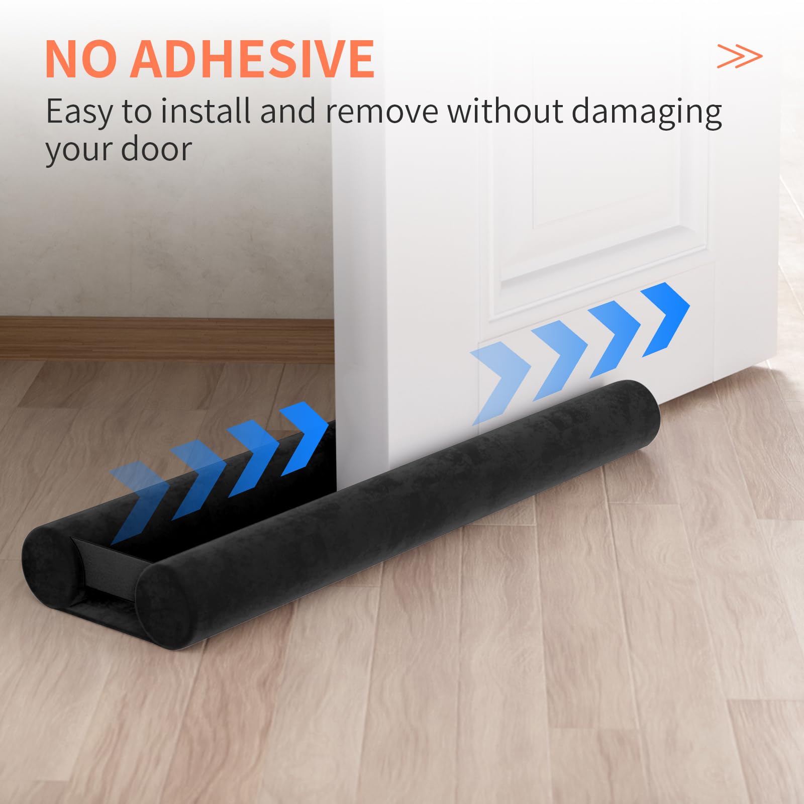 BKSAI Door Draft Stopper for Doors No Adhesive Draught Excluder Under Door Wind Blocker for Bottom of Door,Reduce Noise Draught Excluder Sweep Sound Proof (Beige 24-29IN / Distance Under The Door 1IN)