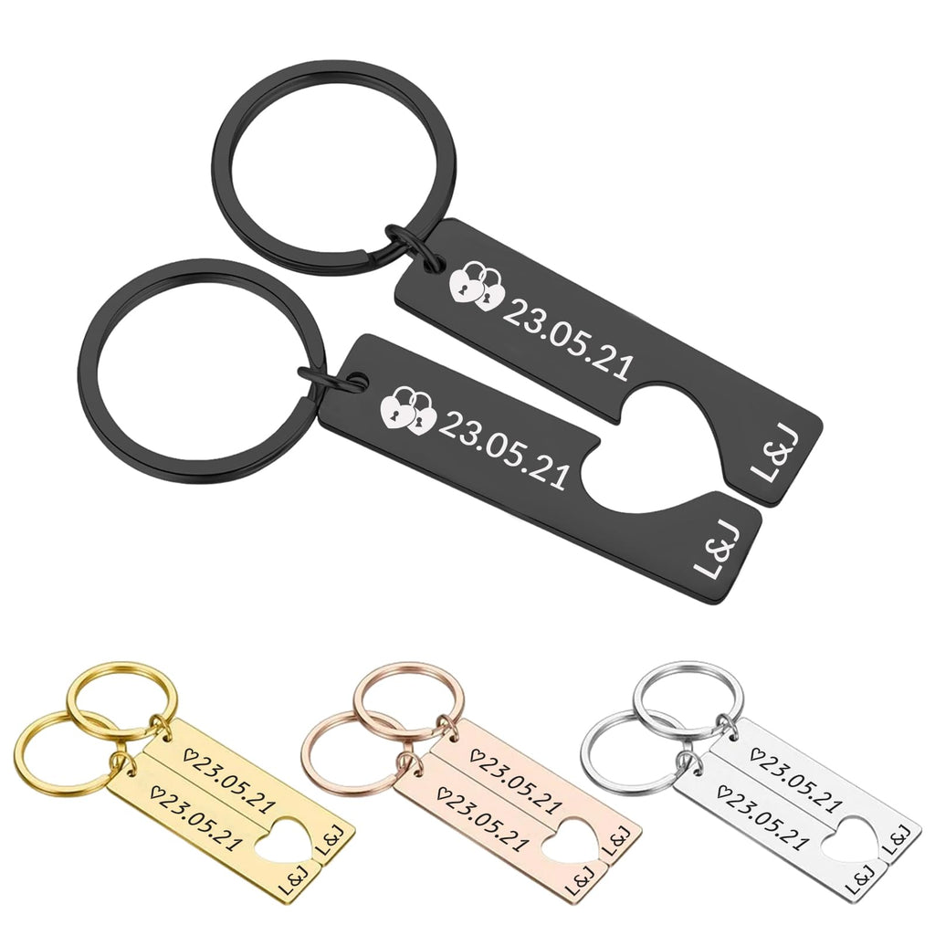 Customized Double-sided Keychain Stainless Steel Personalized Engraved Text Name Keychain Gifts for Men and Women