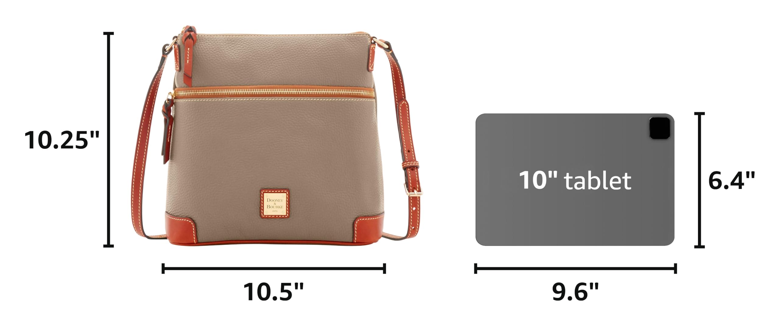 Dooney & Bourke Women's Crossbody in Pebble Grain Leather, Large Handbag with Adjustable Shoulder Strap