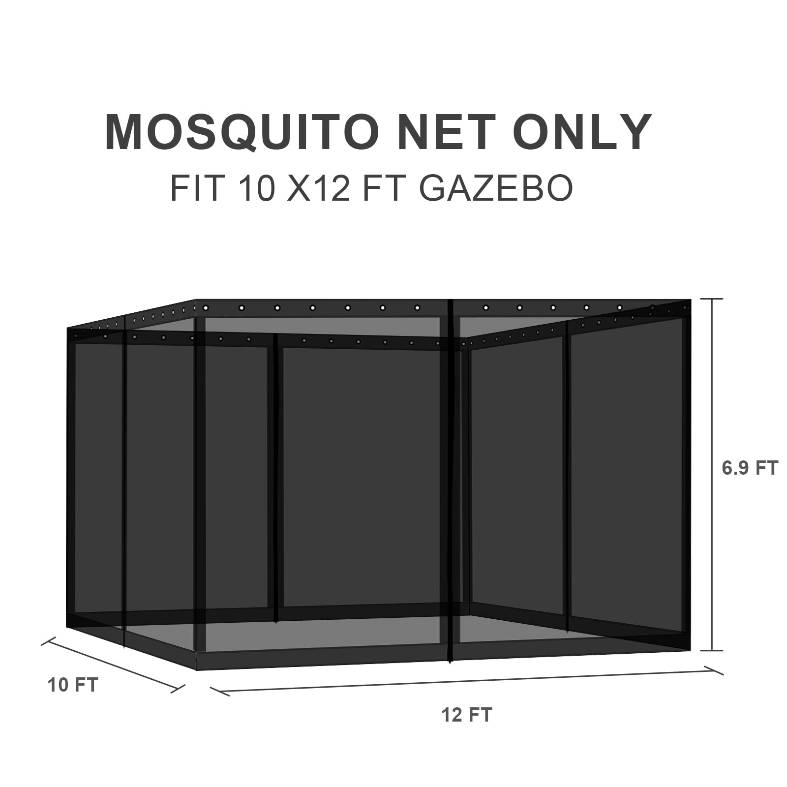 BPS 10' x 10' Gazebo Universal Mosquito Netting Screen Replacement, 4-Panel Mesh Screen Walls with Double Zippers for Outdoor Patio, Khaki (Mosquito Net Only)